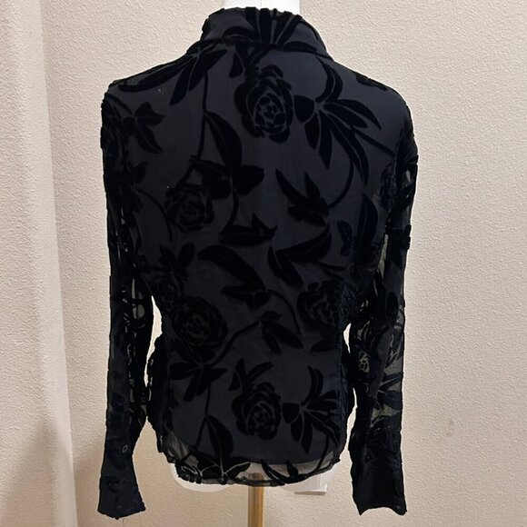 Vintage Anne Carson Black Chiffon Wrap Around Blouse in Size Small - Picture 4 of 6